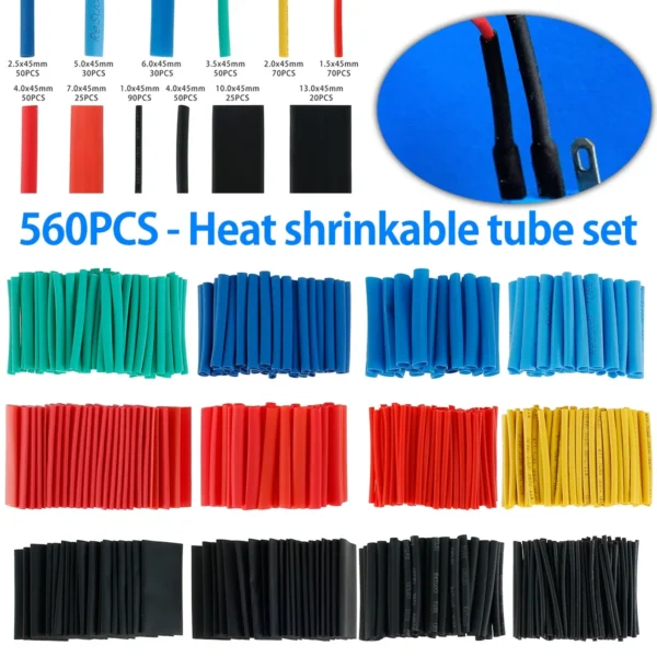 Heat Shrink Tube Set – Assorted Colors, Polyolefin Material, 2:1 Shrink Ratio - Image 3